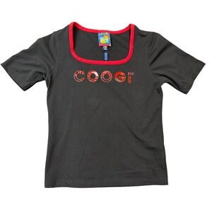 Coogi Australia Sport Black Red Square Neck Short Sleeve T Shirt Size XL
